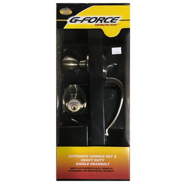 G Force Two Entry Locks & Deadbolts, Polished Satin Nickel Finish