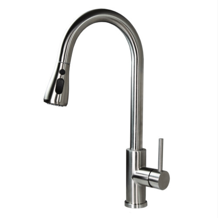 Aqua Plumb PullDown Kitchen Faucet Brushed Stainless Steel Heeby's