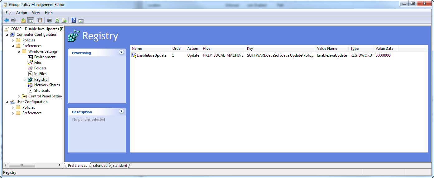 Disable Java updates with Group Policy Object (GPO) HeelpBook