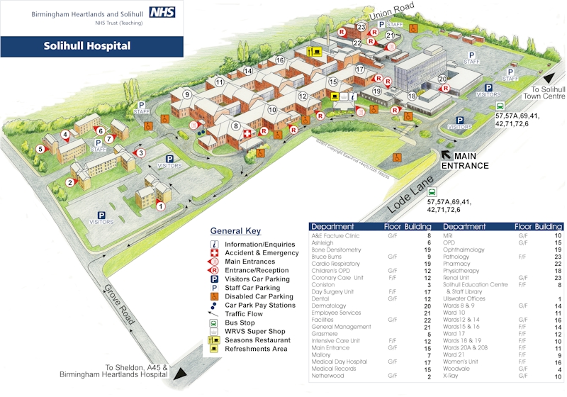 Heartlands Hospital Ward Map