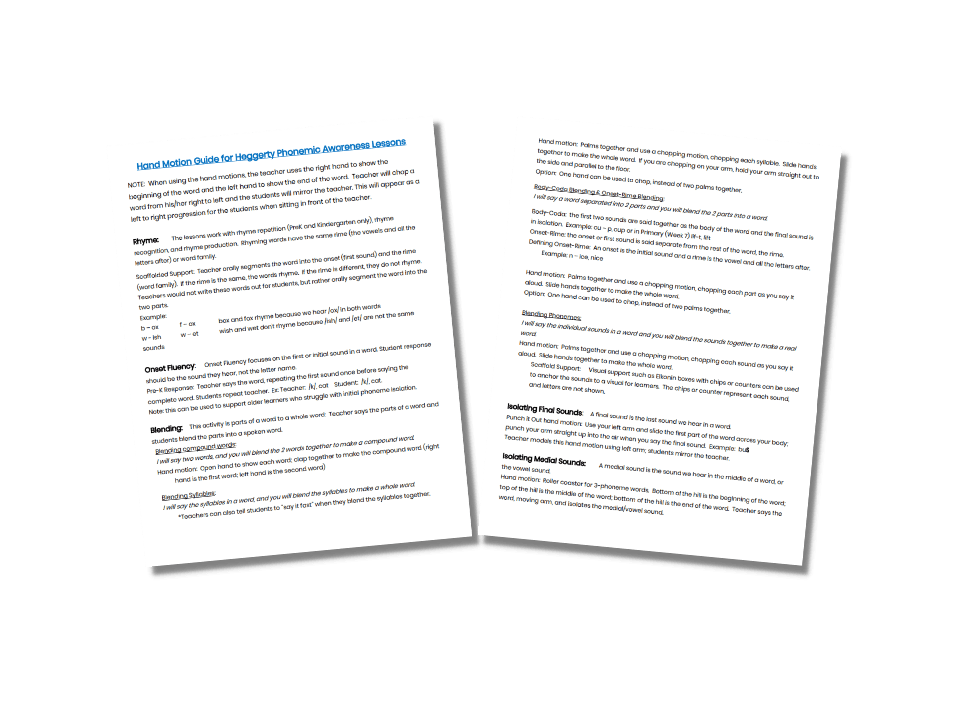 Hand Motions Guide (English) Heggerty