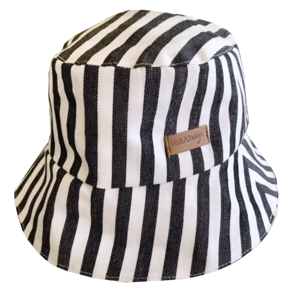 Bucket hat black and white striped Heidi.A.Design
