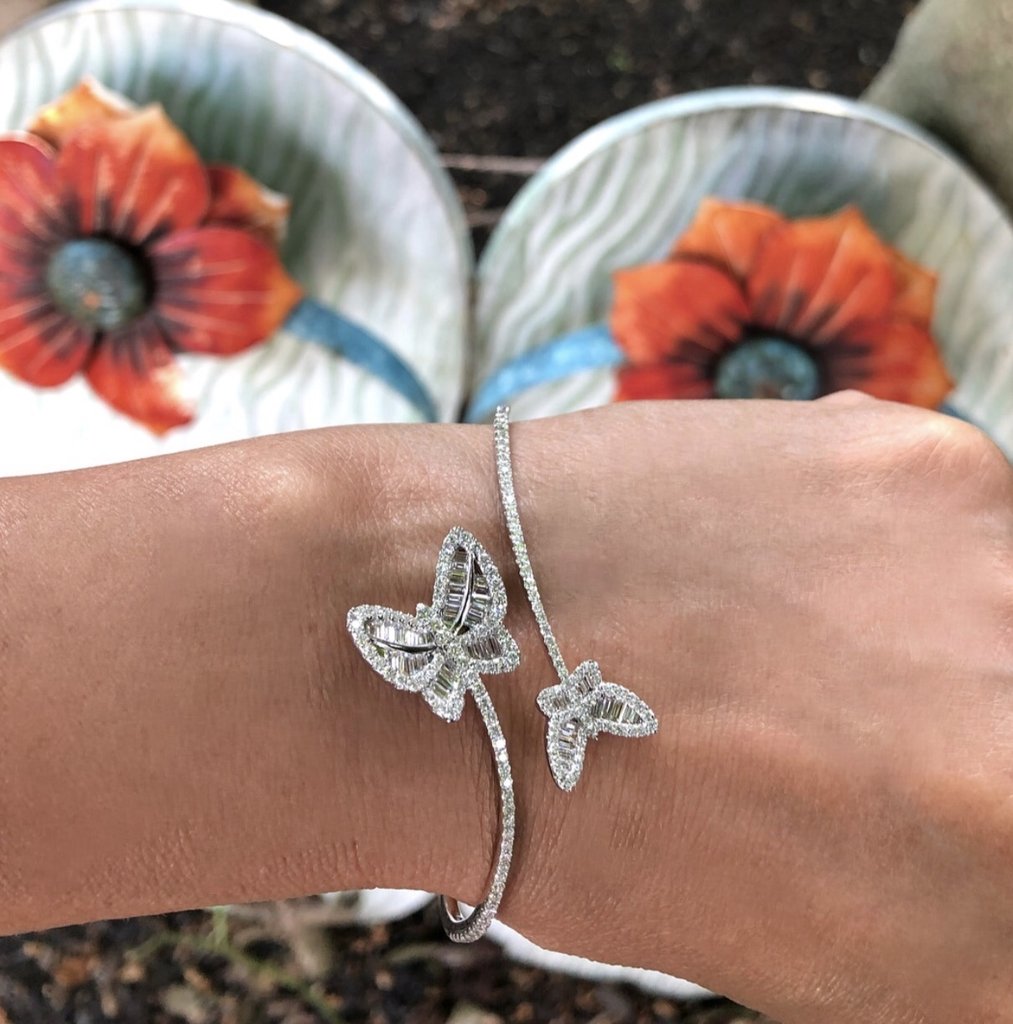 Diamond Butterfly Bangle Bracelet Heidi Designz