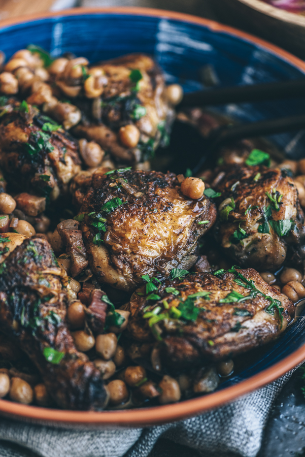 Red Wine Braised Chicken with Pancetta and Chickpeas Hein van Tonder