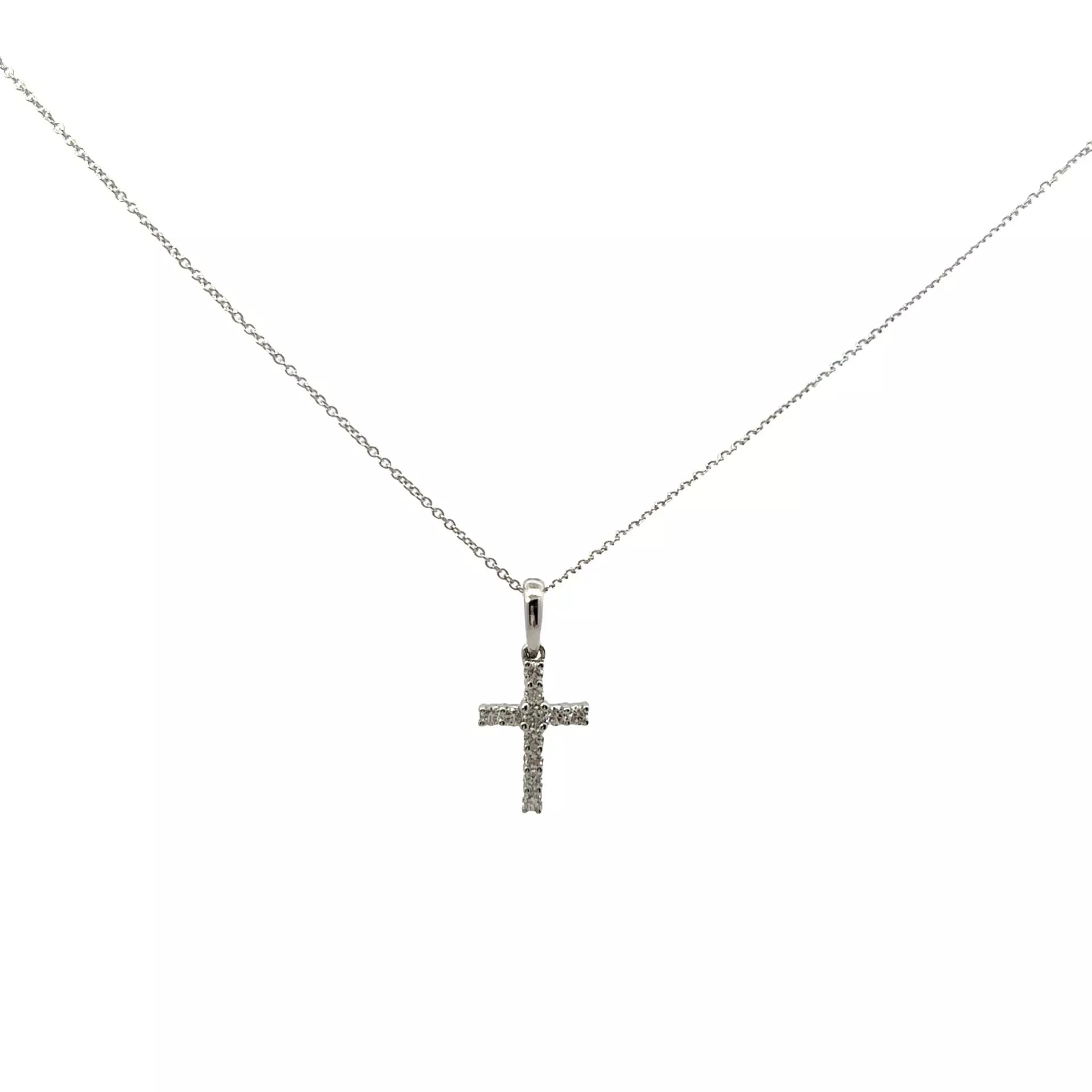 18kt White Gold Cross Necklace PEN09582P012/11614C Heir & Loom