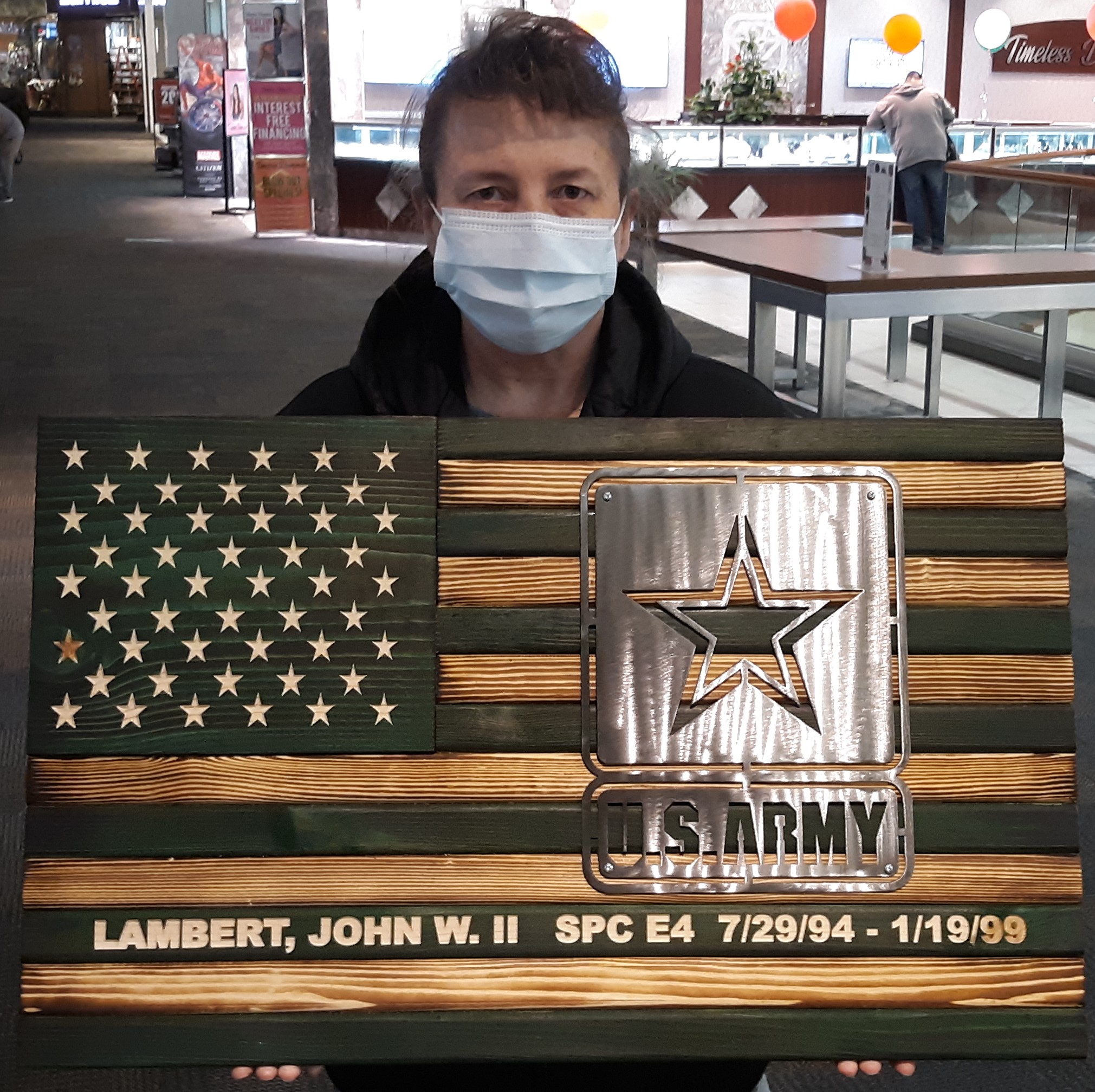 CUSTOM ARMY RECTANGLE STEEL (GREEN) Heirloom Wood