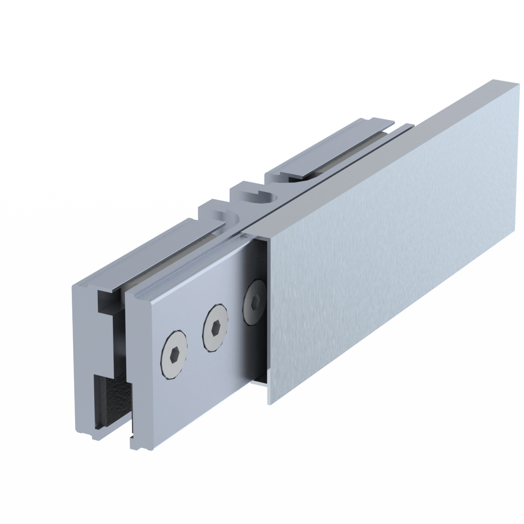 Glass clamp LP75/100/R, anod. Cover plate, light brown Helaform