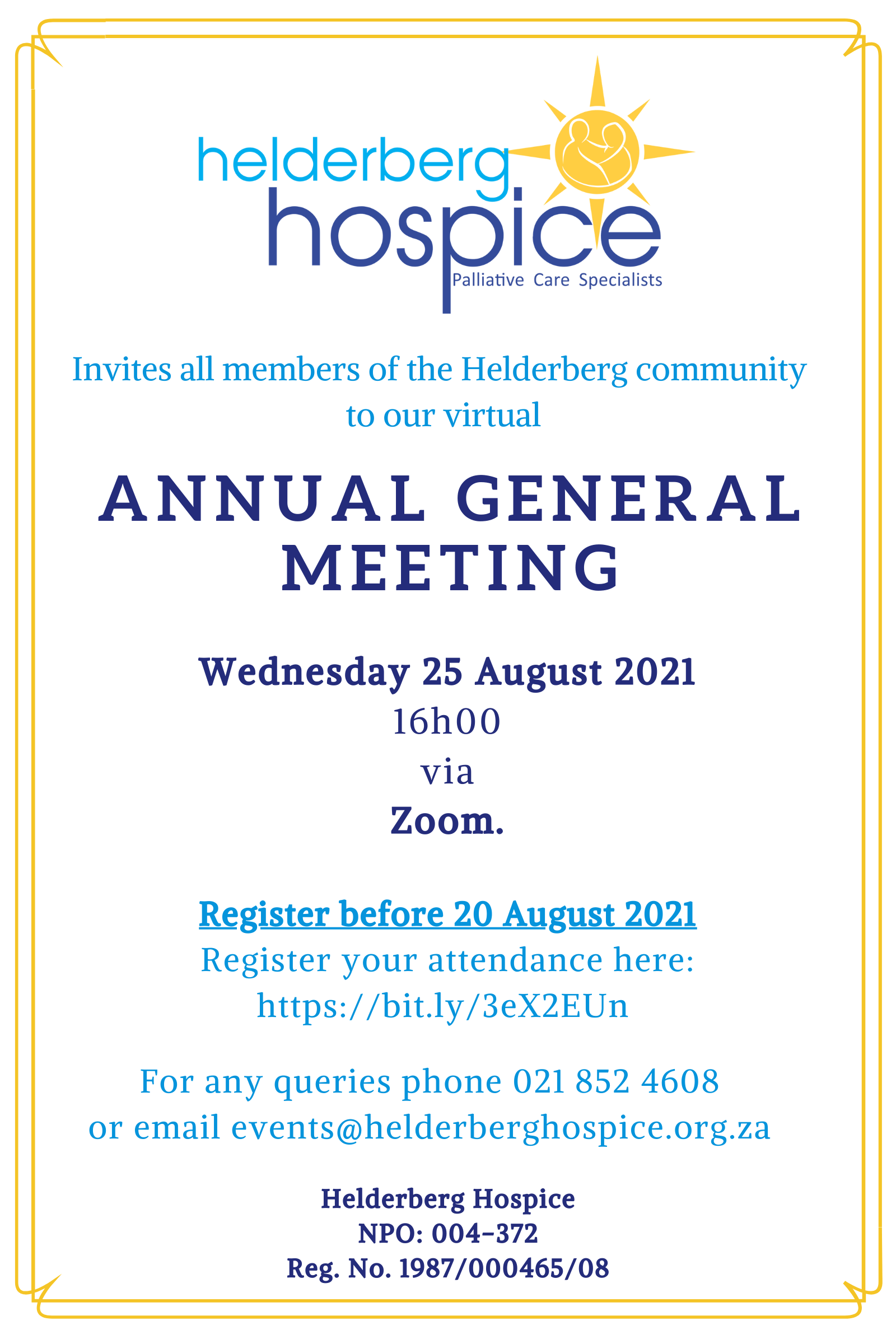 Notification of Helderberg Hospice Annual General Meeting Helderberg