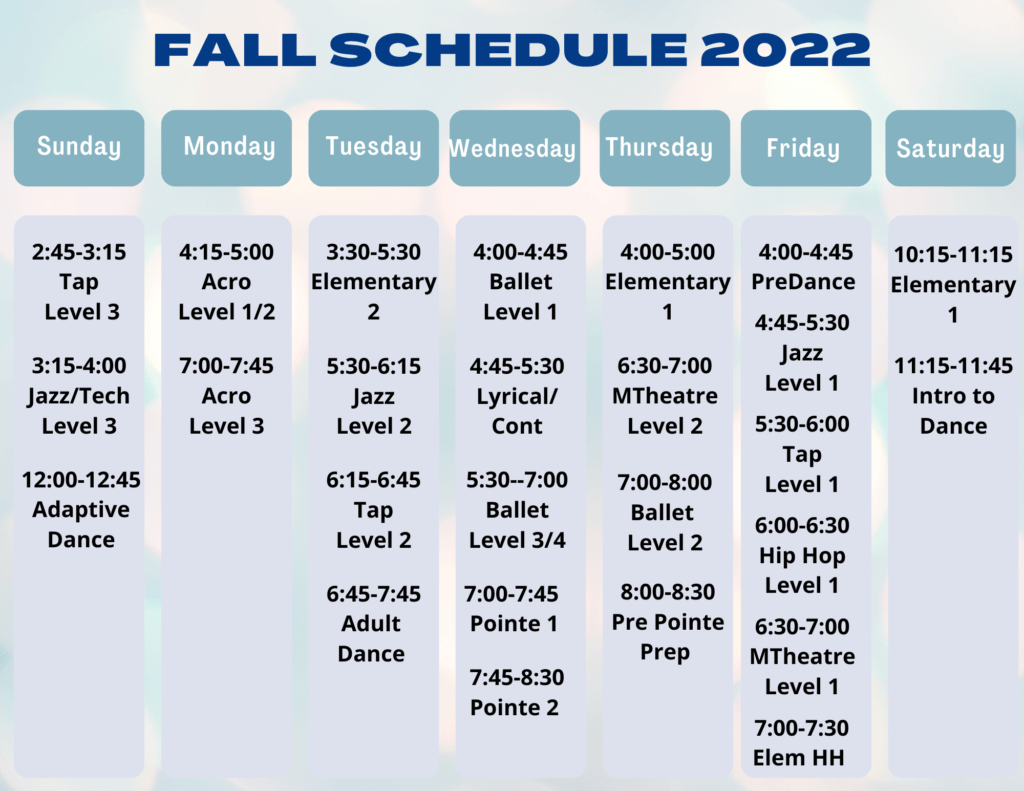 Fall Schedule 2023