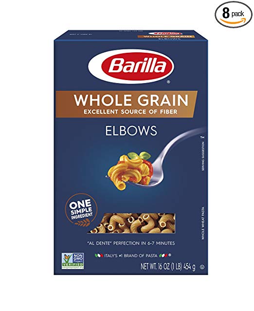 Barilla Whole Grain Pasta, Elbows, 16 Ounce (Pack of 8) HelloHalal