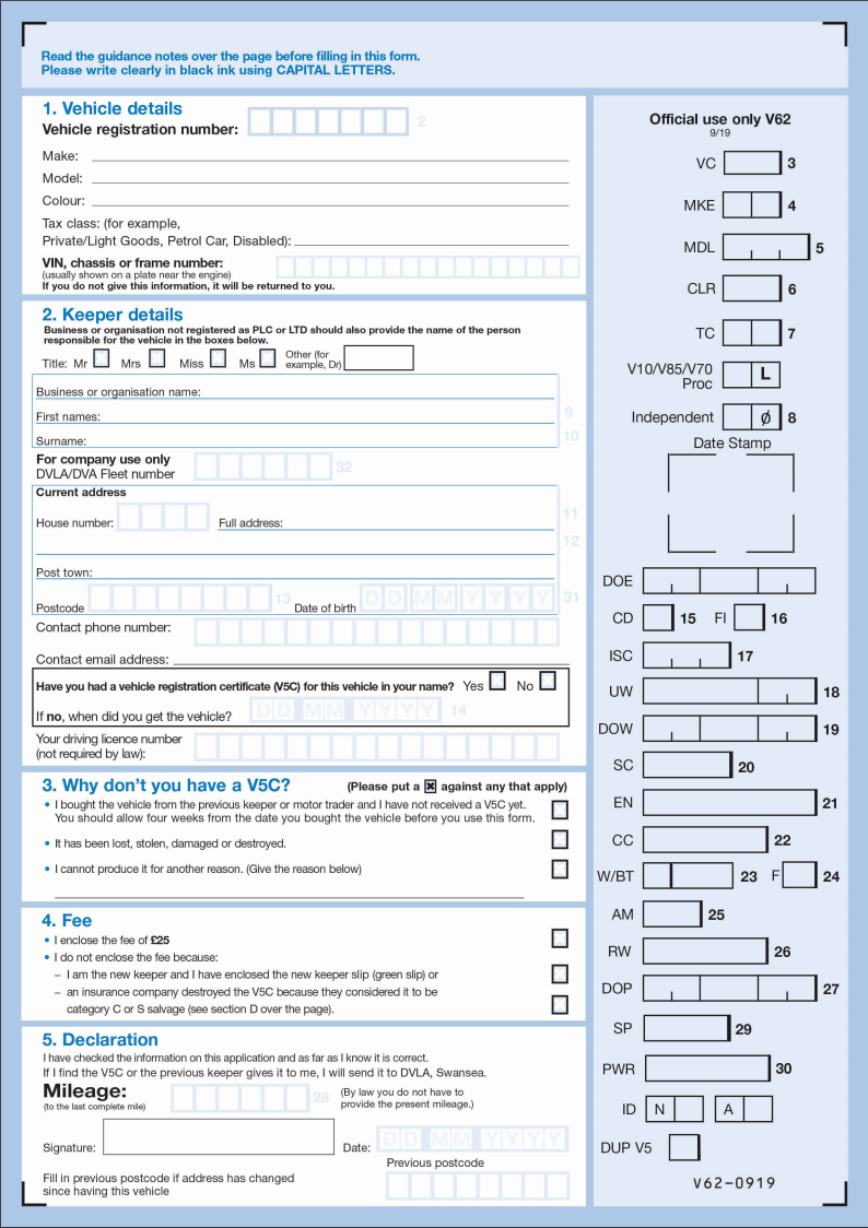 New Keeper Tax Without V5 BAXTO