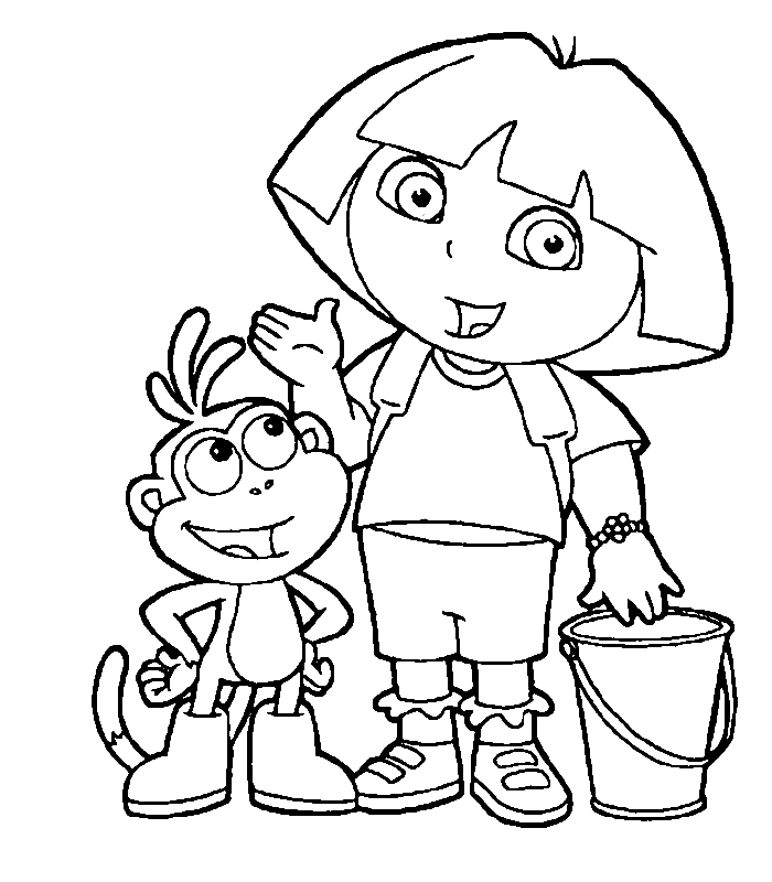 Tegneark Fargelegg Snehvit, Peter Pan, Dora, Hello Kitty Fargelegge Dora