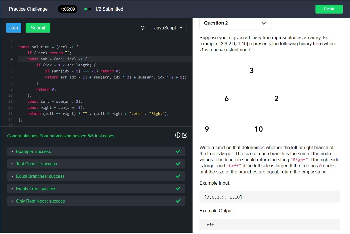 Comparing Left and Right Branch of a Complete Binary Tree Algorithms