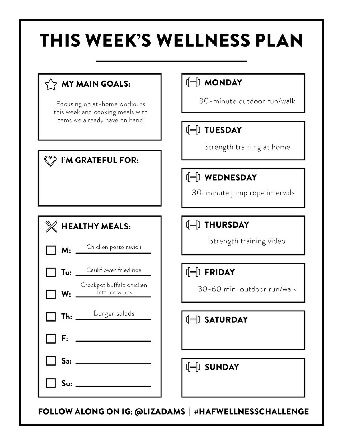 Wellness Challenges • Week of March 15, 2020 — Hello Adams Family