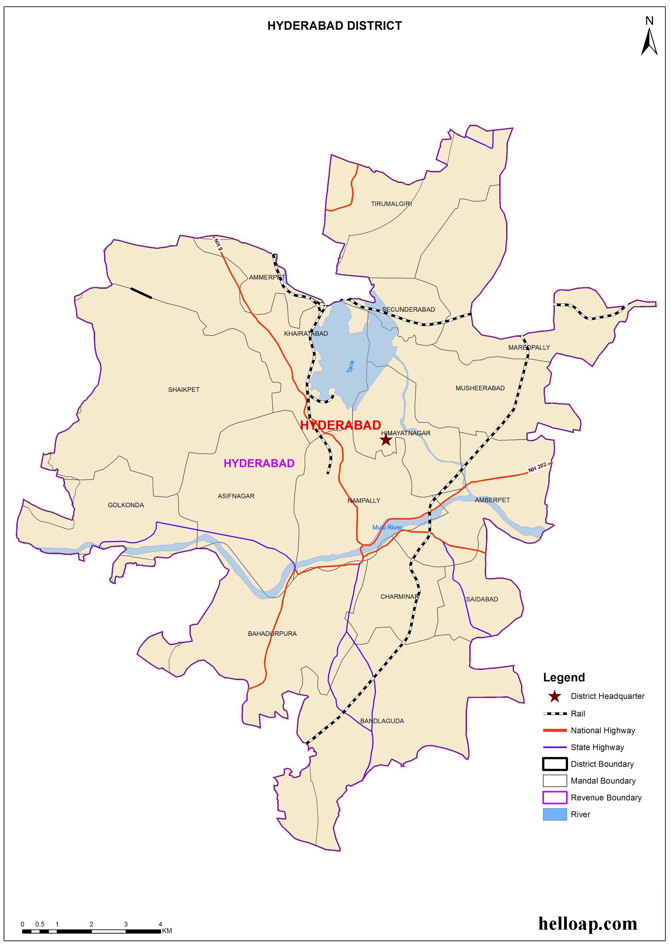 Hyderabad District New Map, Mandals, Revenue Divisions and Border