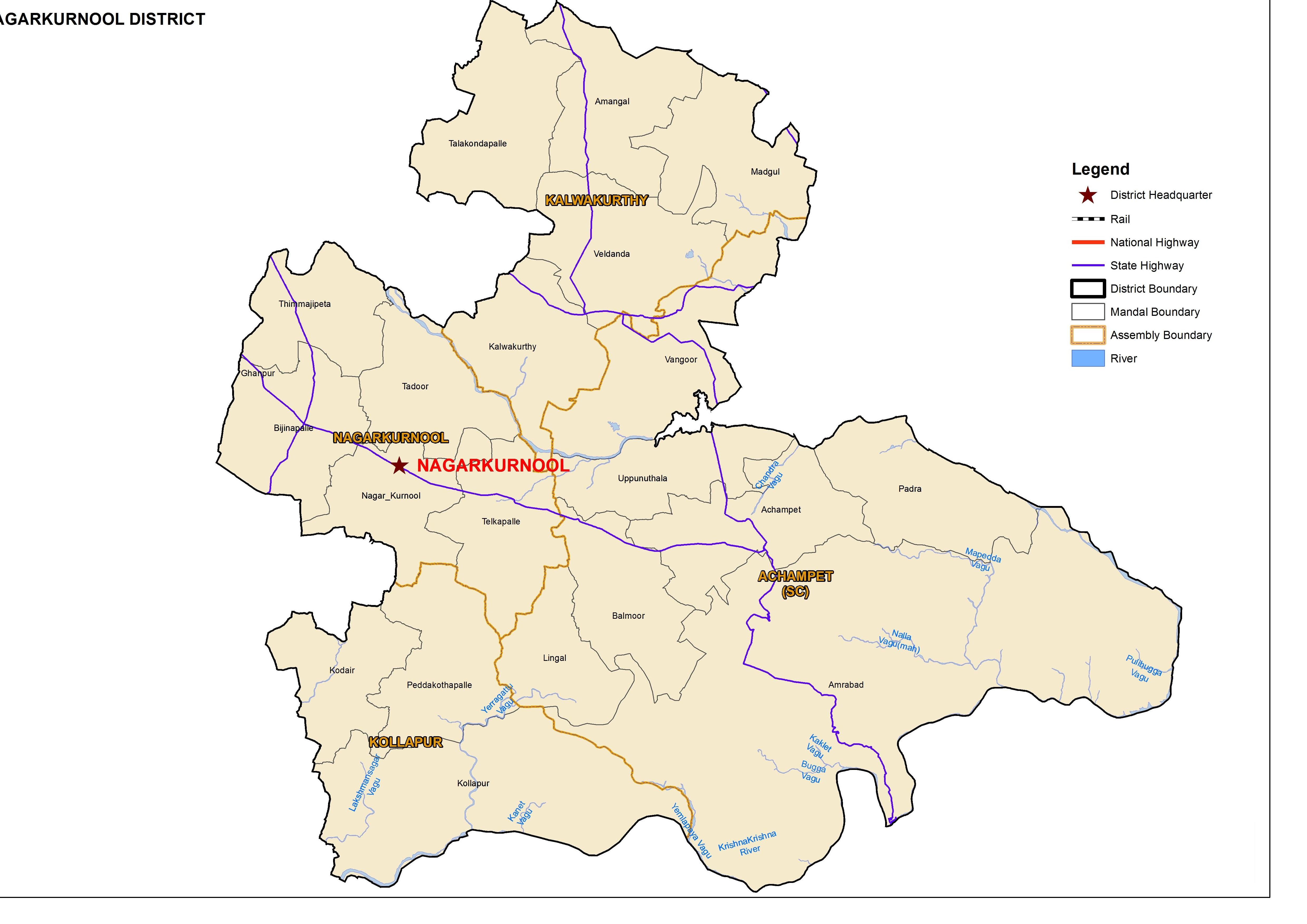 Nagarkurnool District Map, Assembly Constituencies, New Mandals Hello