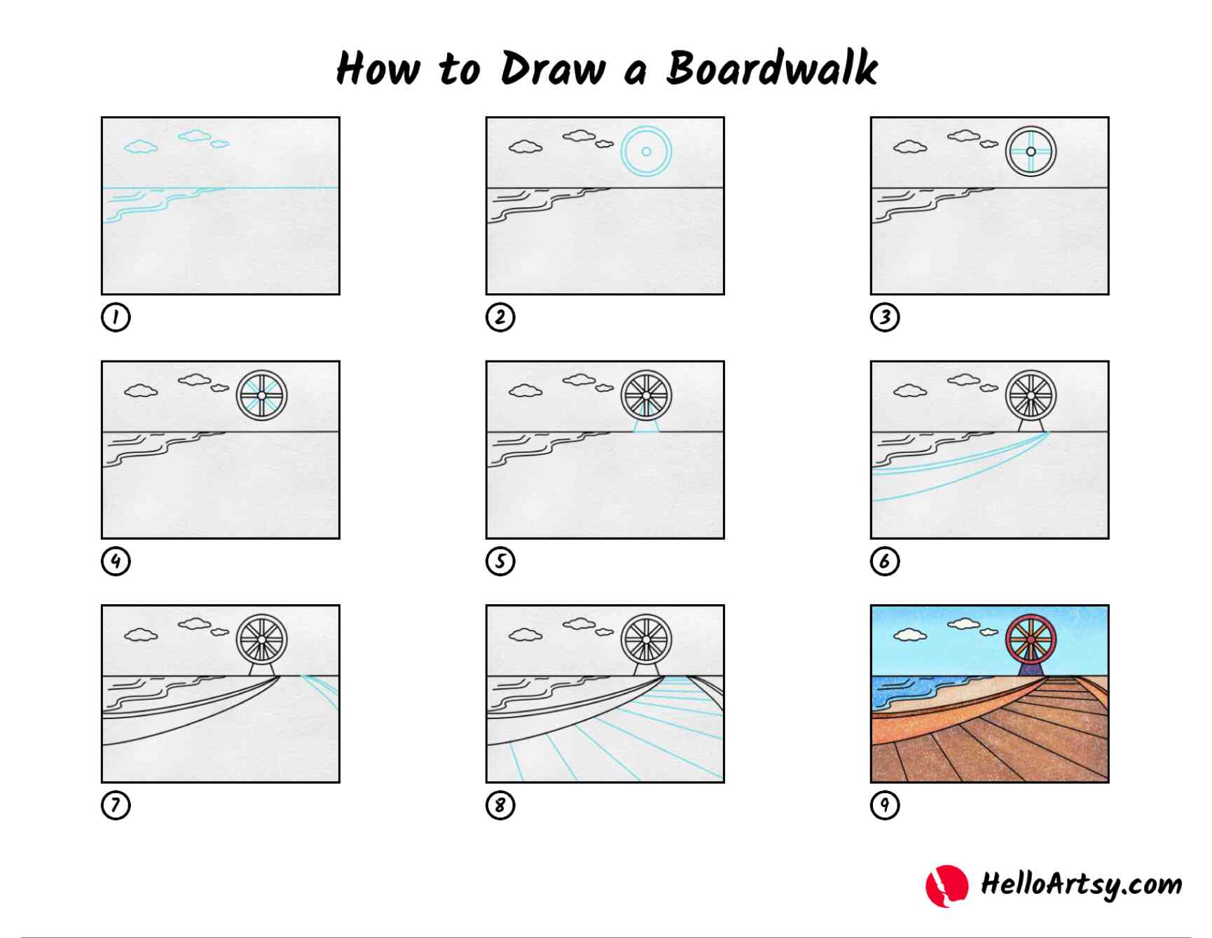 How to Draw a Boardwalk HelloArtsy
