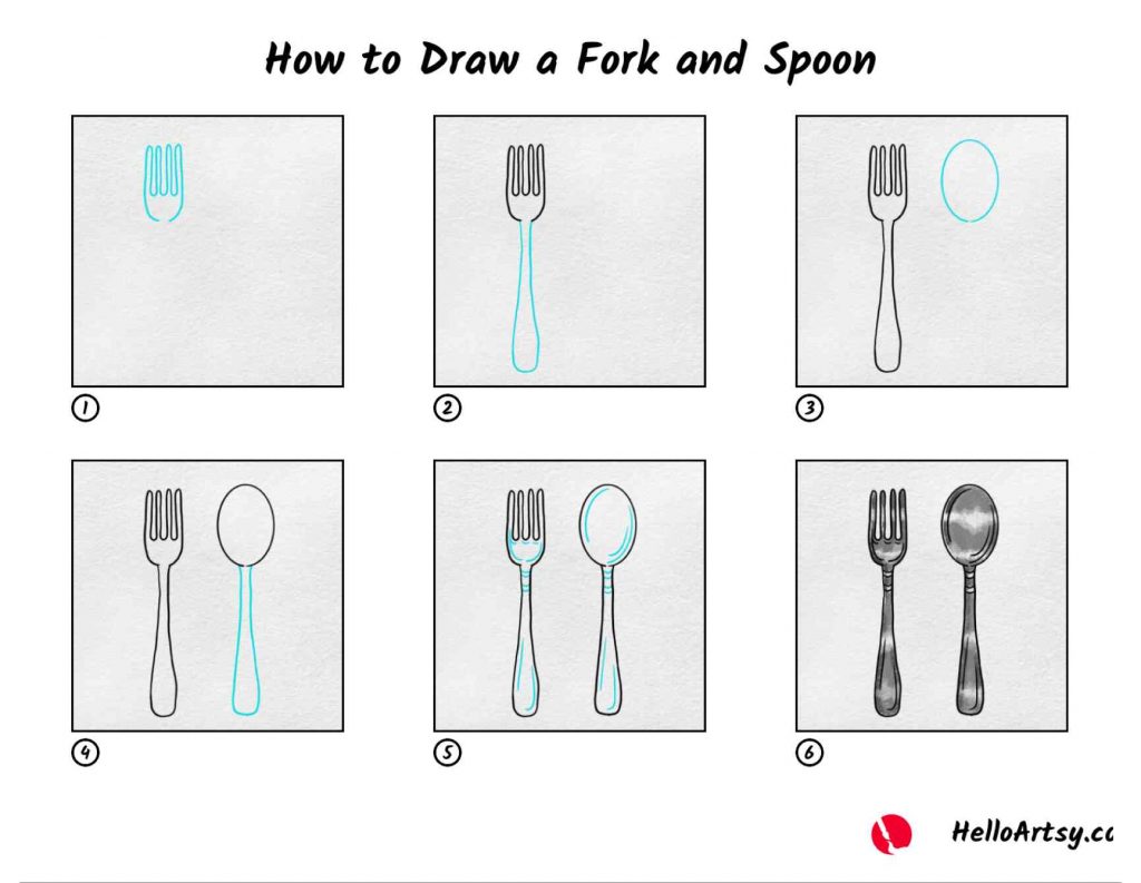How to Draw a Fork And Spoon HelloArtsy