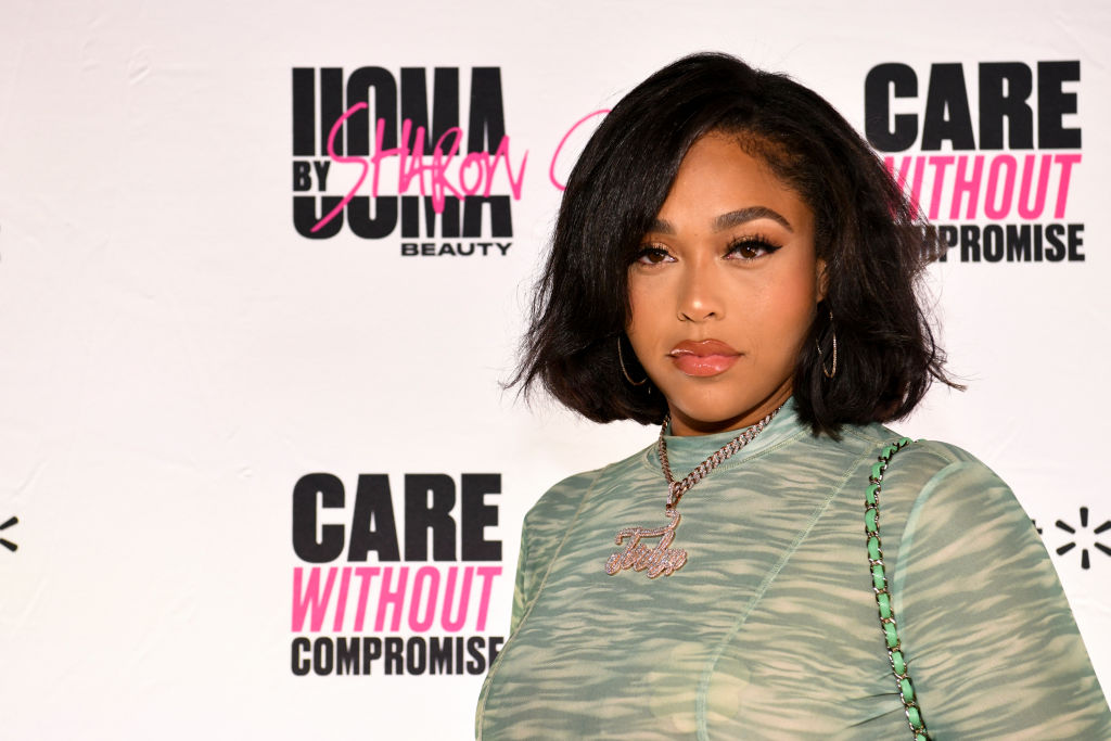 Jordyn Woods Steps Out In A BarelyThere Crystal Chain Dress