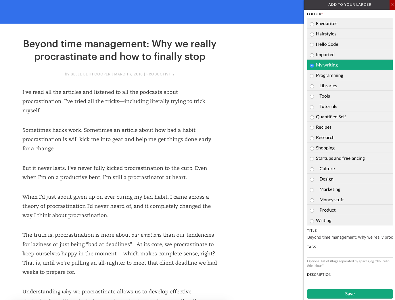 Ways I use Larder Larder