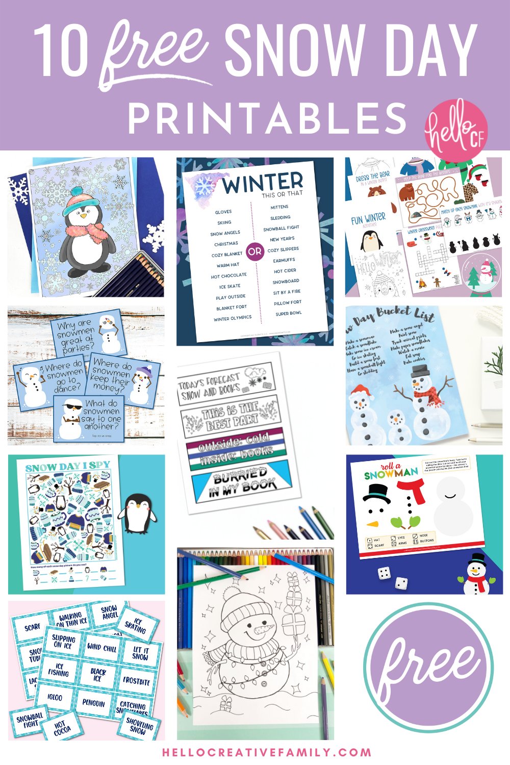 10 Free Printable Snow Day Activities - Hello Creative Family