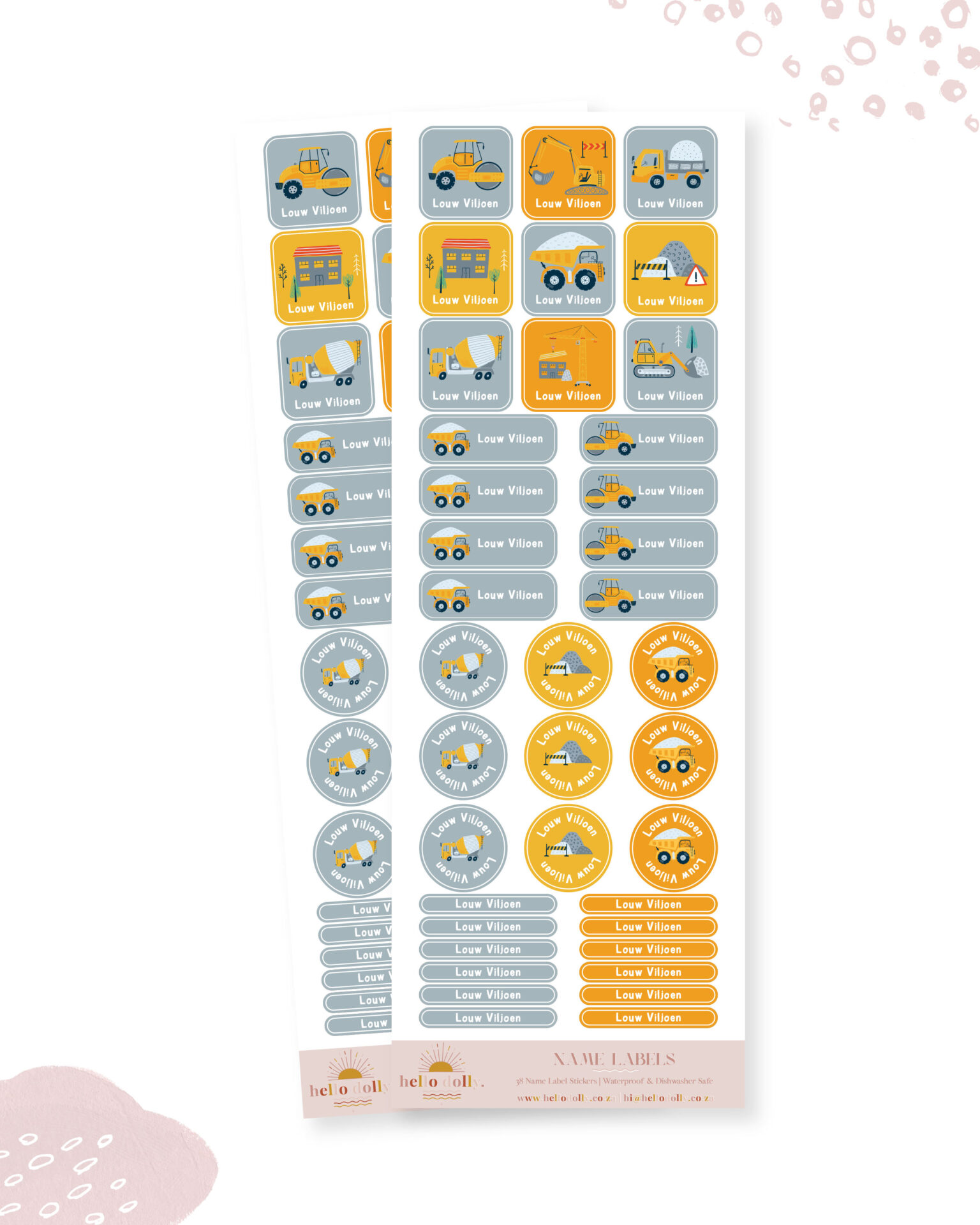 Construction Name Labels Hello Dolly Designs