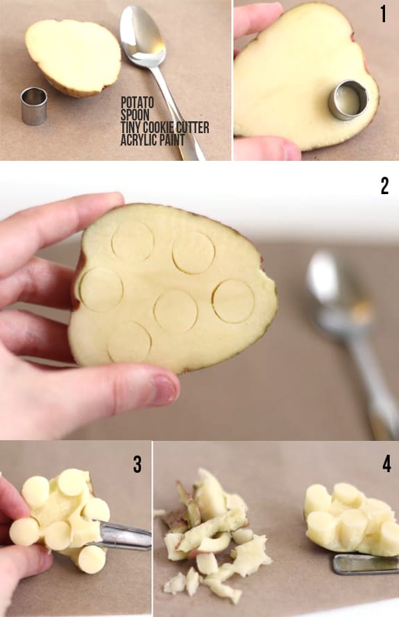 DIY Potato Stamp Giftwrap Hello Glow