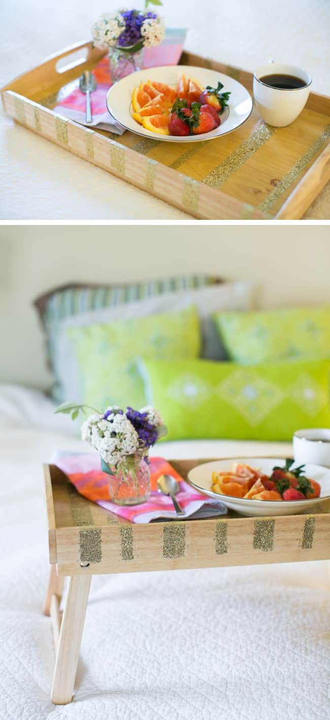 DIY Glitter Striped Breakfast Tray Hello Glow
