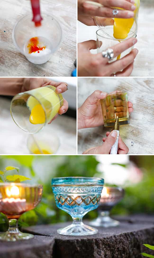Turn Old Jars Into Pretty Colored DIY Votives Hello Glow