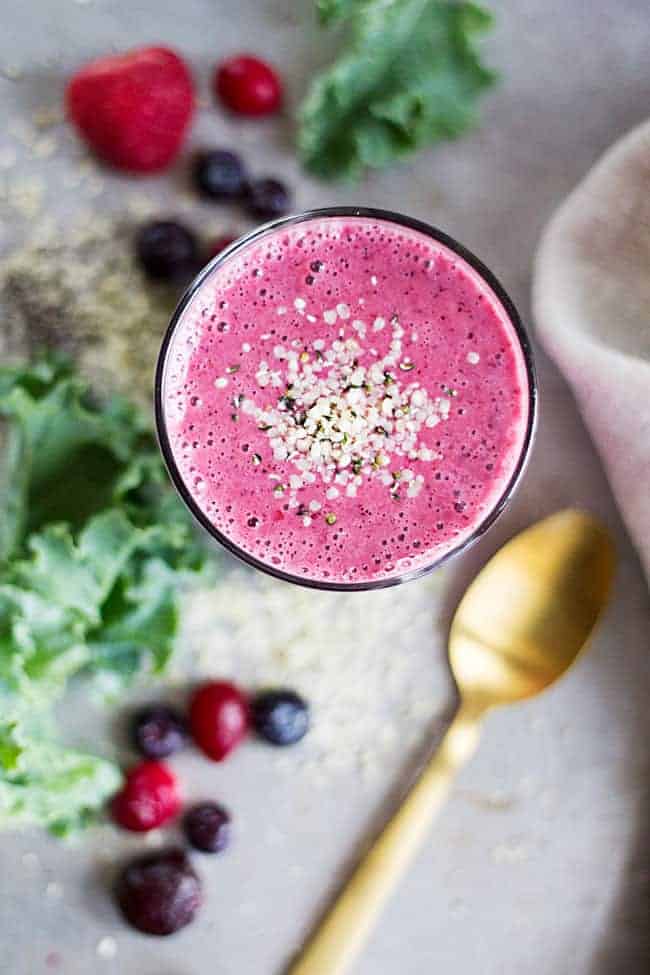 Make This Mixed Berry Protein Smoothie + Feel Good All Day Long Hello Glow