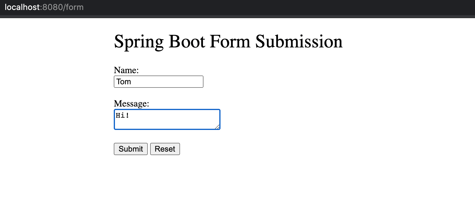 Spring Boot FreeMarker Form Submission Example