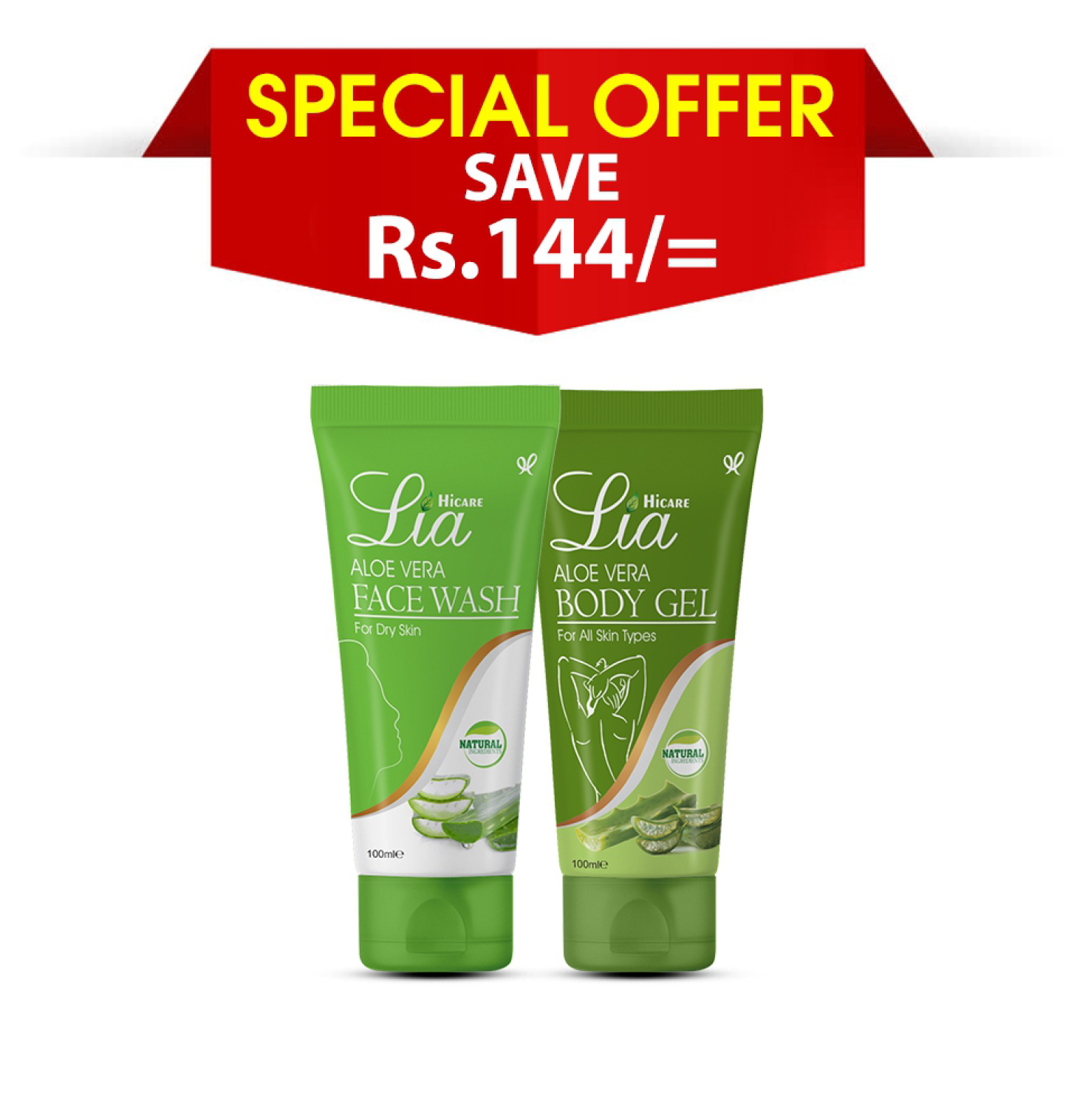 Lia Aloe Facewash 100ml+Lia Aloe Body Gel 100 ml hello ladies