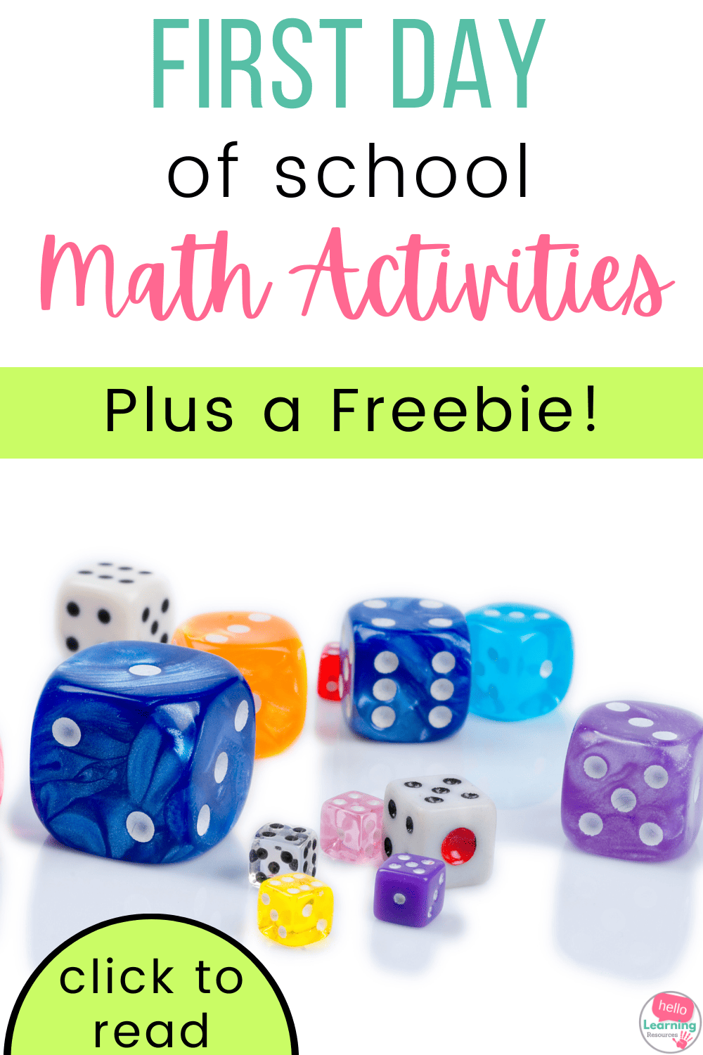 First Day of School Math Activities for Upper Elementary Hello Learning