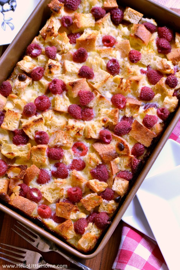 Raspberry White Chocolate Bread Pudding Hello Little Home