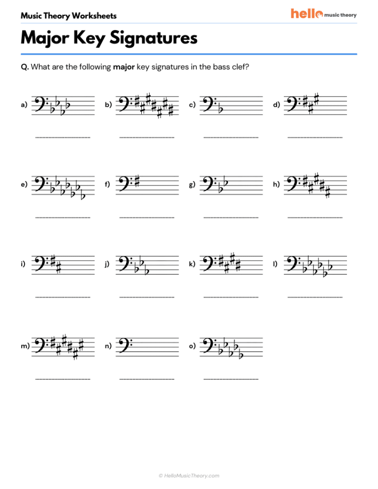 Bass Clef Key Signatures Quiz