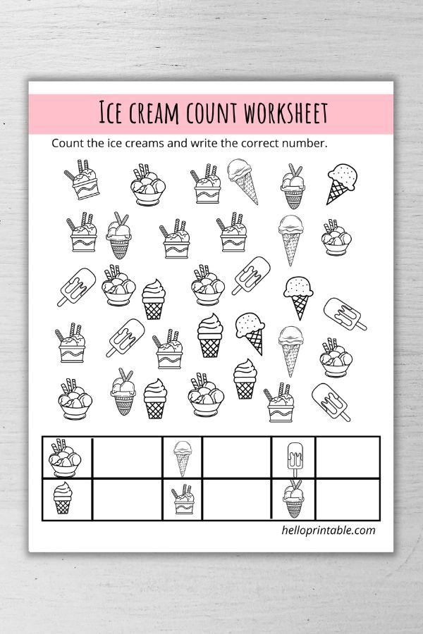 Icecream themed worksheet Printable Activity for kids - helloprintable.com