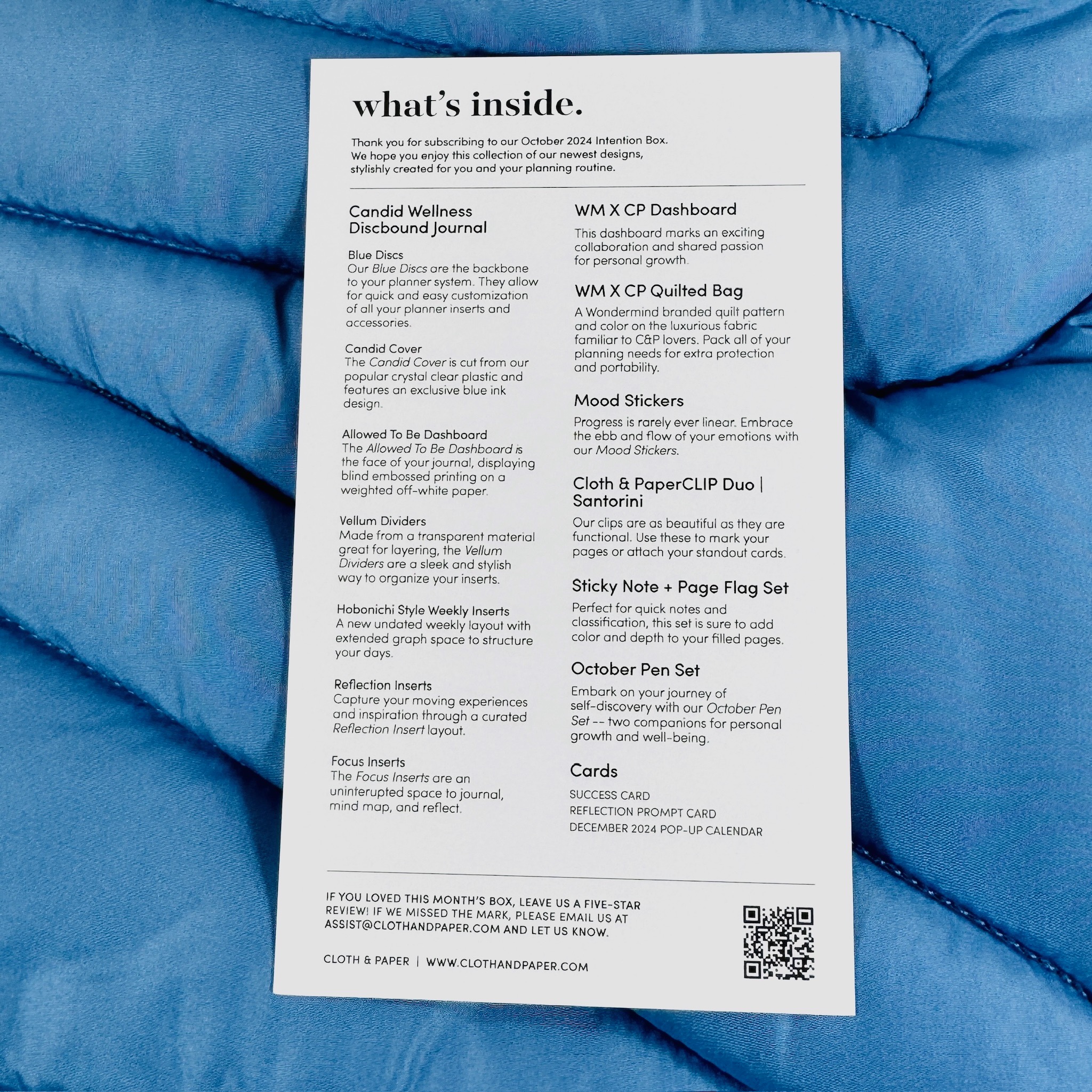 CLOTH & PAPER Intention Box October 2024 Review Wondermind Hello