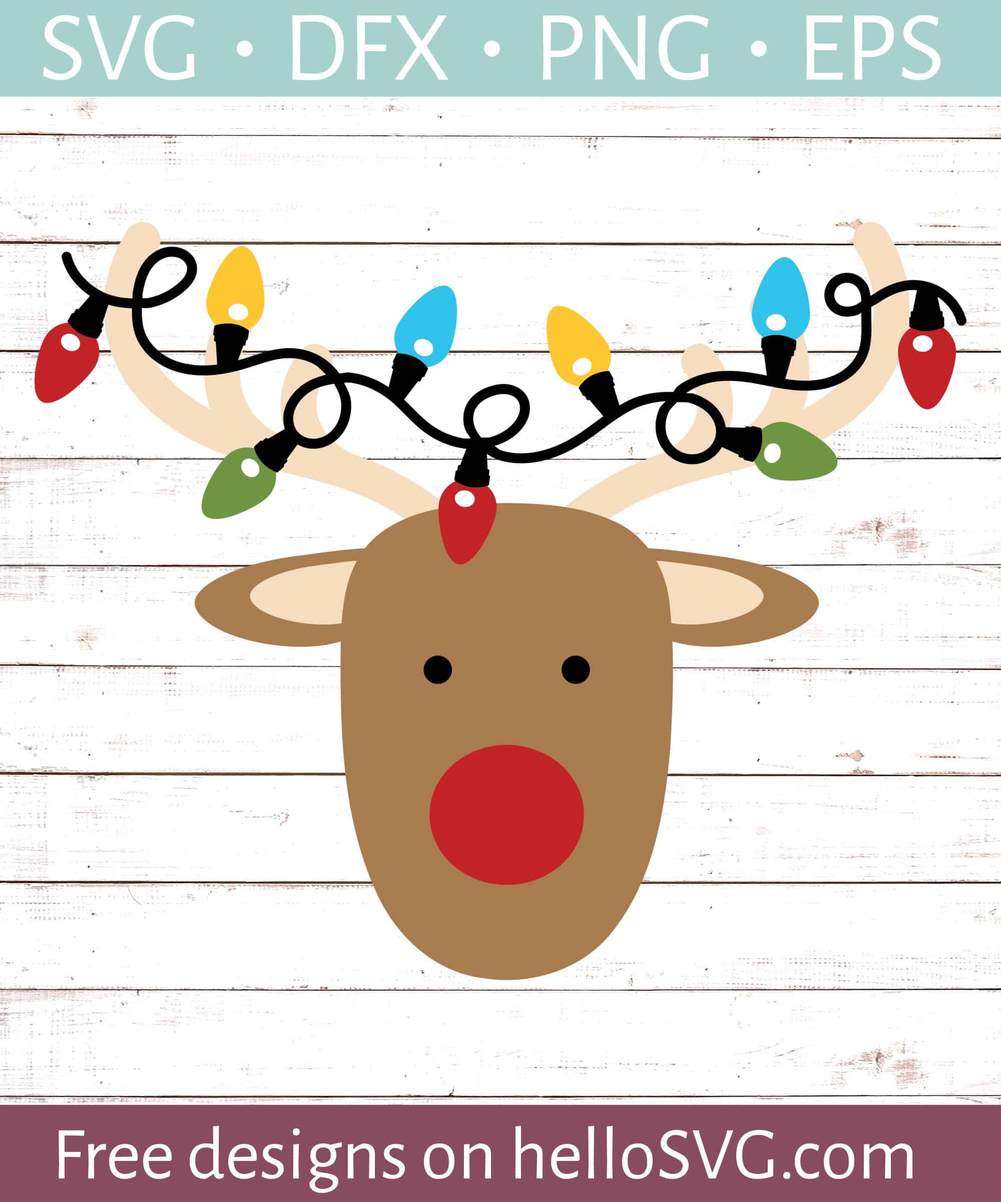 Reindeer with Christmas Lights SVG Free SVG files