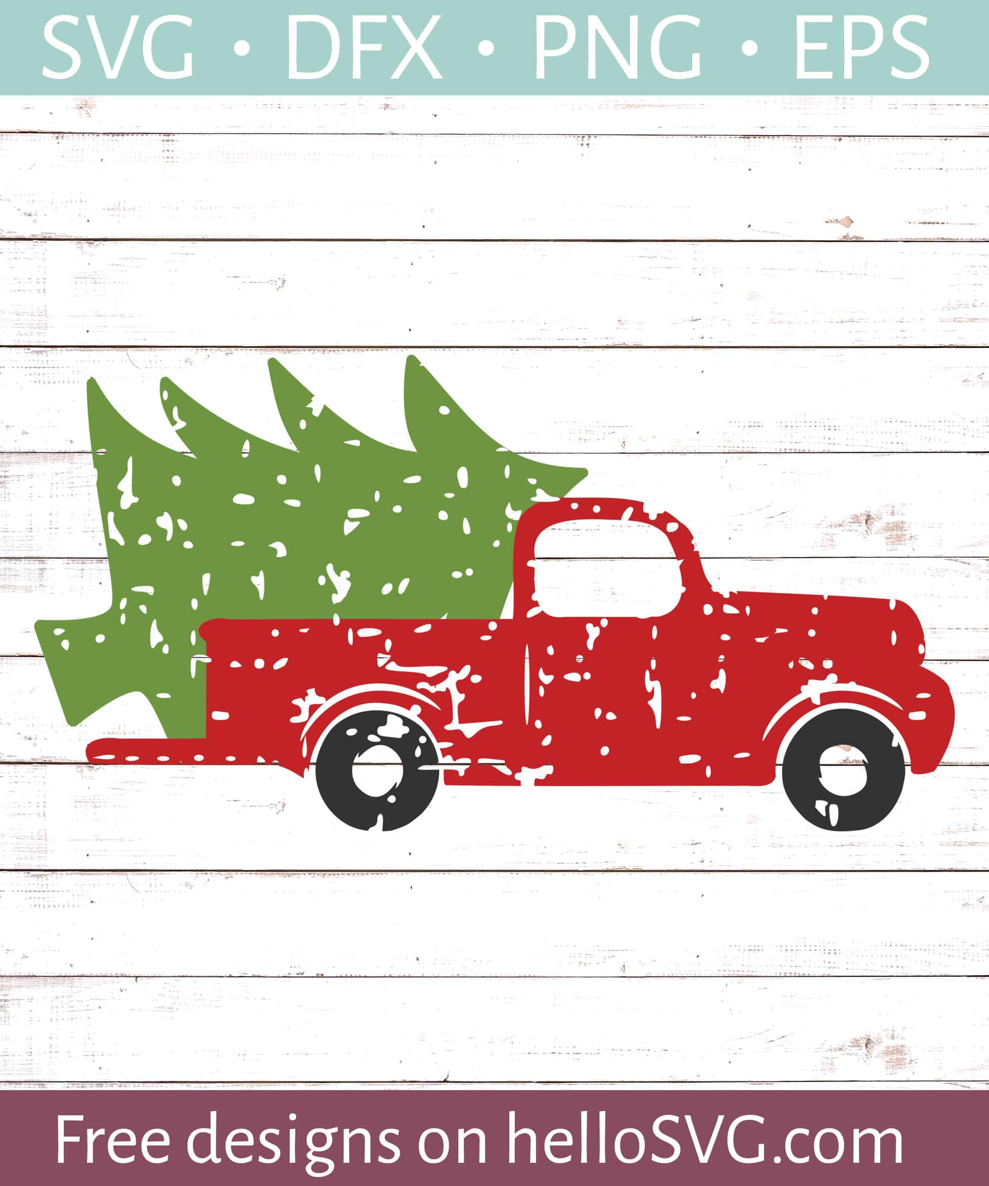 Vintage Truck with Christmas Tree SVG Free SVG files
