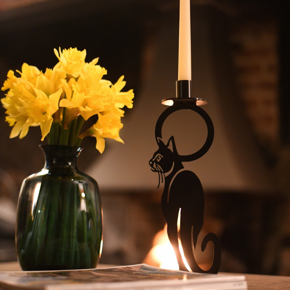 Moonlight Cat Candle Holder HellyS Art