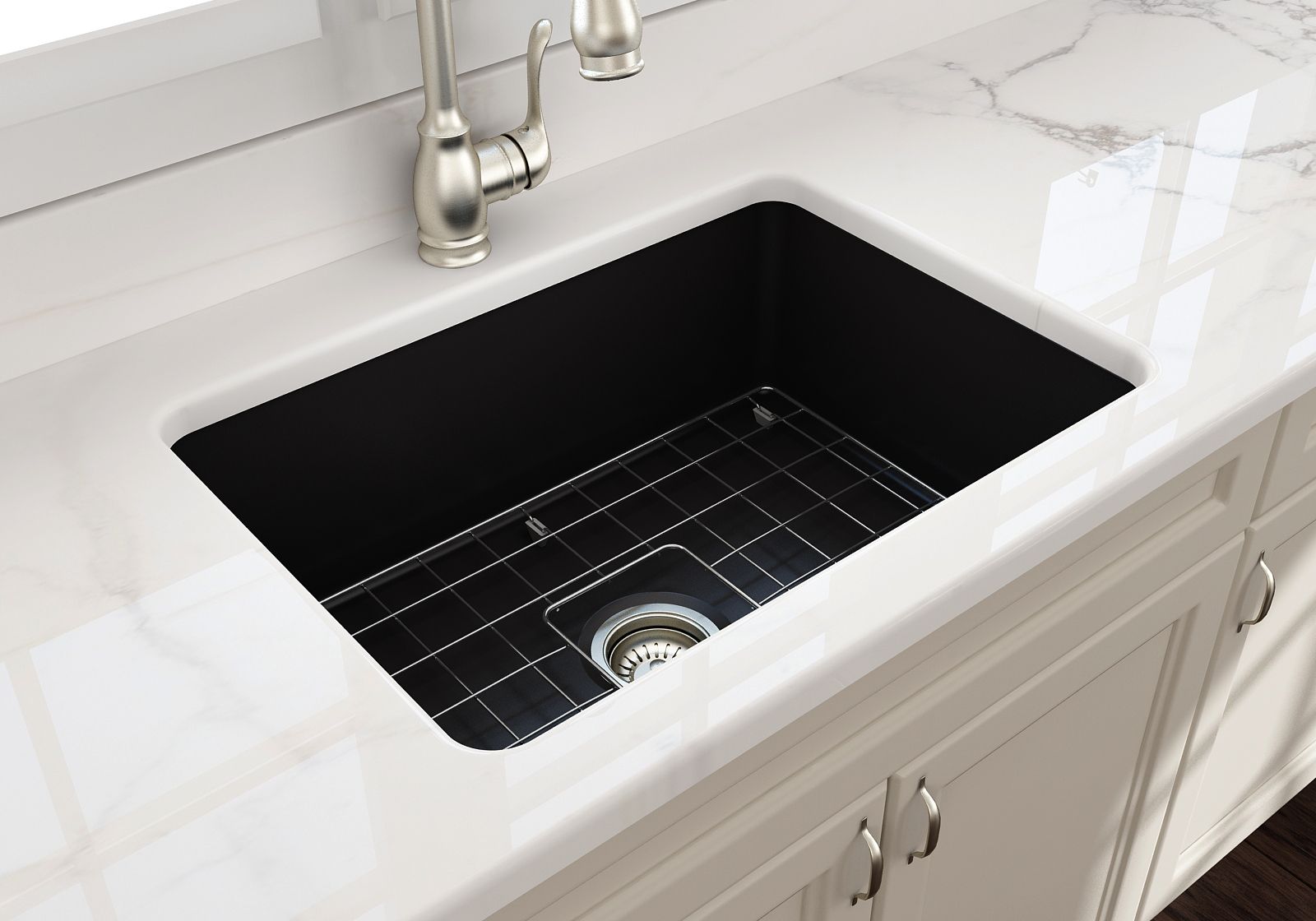 Buy Cuisine 68 x 48 Inset / Undermount Fine Fireclay Matte Black Sink