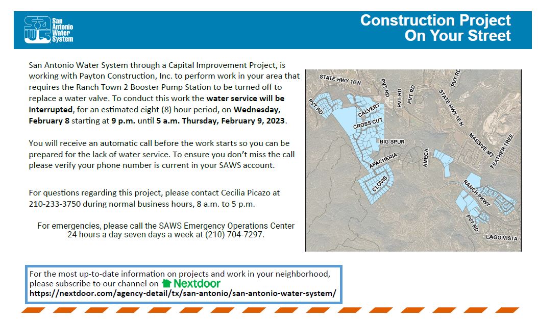 Ranch Town No.2 Pump Station Project Water Service Interruption