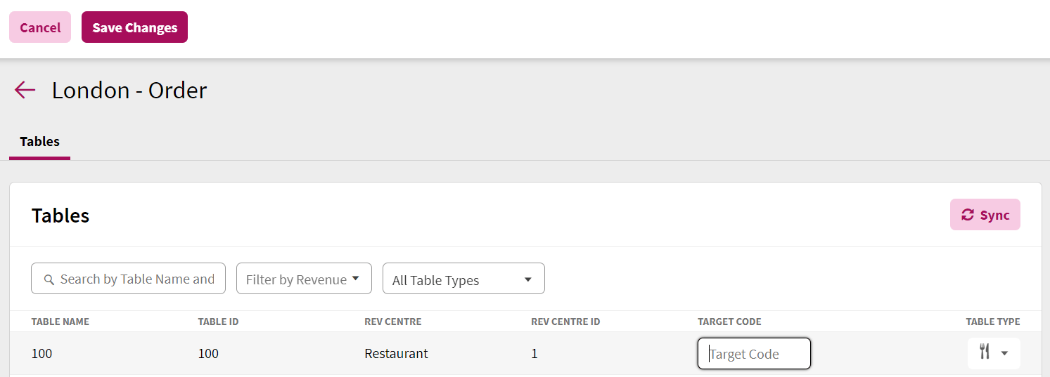 Unassigning Target Codes from Tables