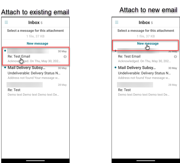 View and attach files Secure Mail