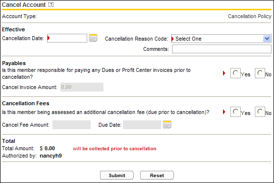Cancel Account