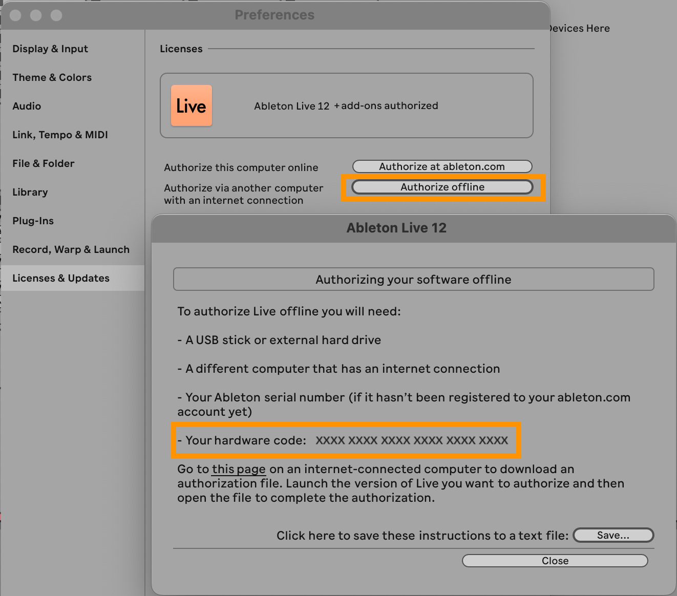 What is a hardware code? Ableton
