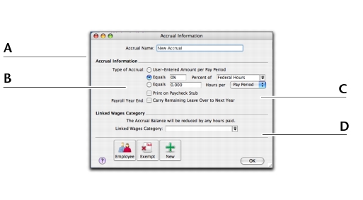 Accrual Information window