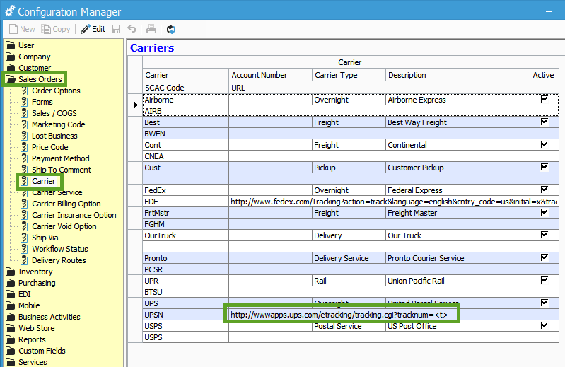 Setting up Tracking Package URLs by Carrier.