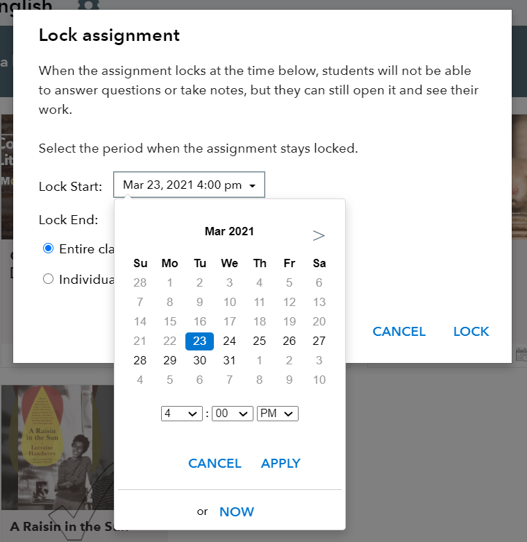 Lock and unlocking assignments Actively Learn