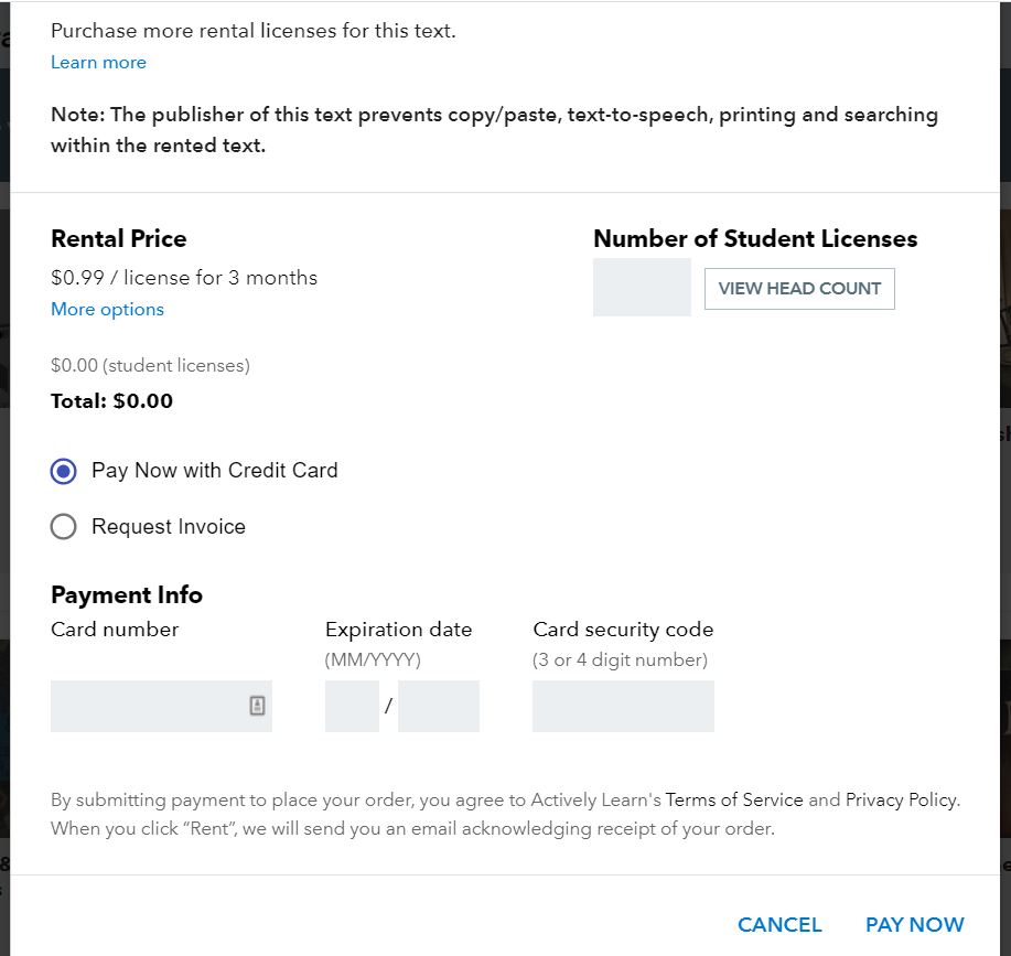 Manage rental licenses Actively Learn